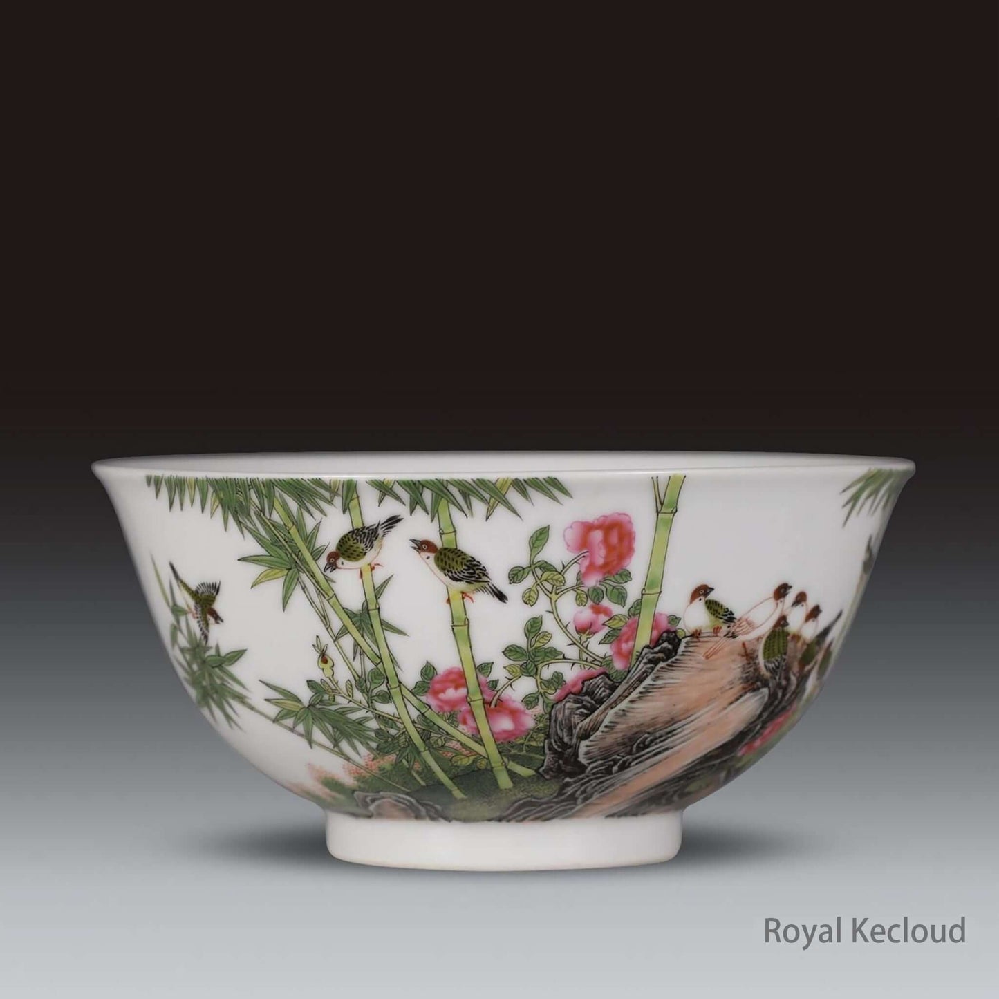 A Rare Enamel ’Bamboo and Birds‘ Bowl