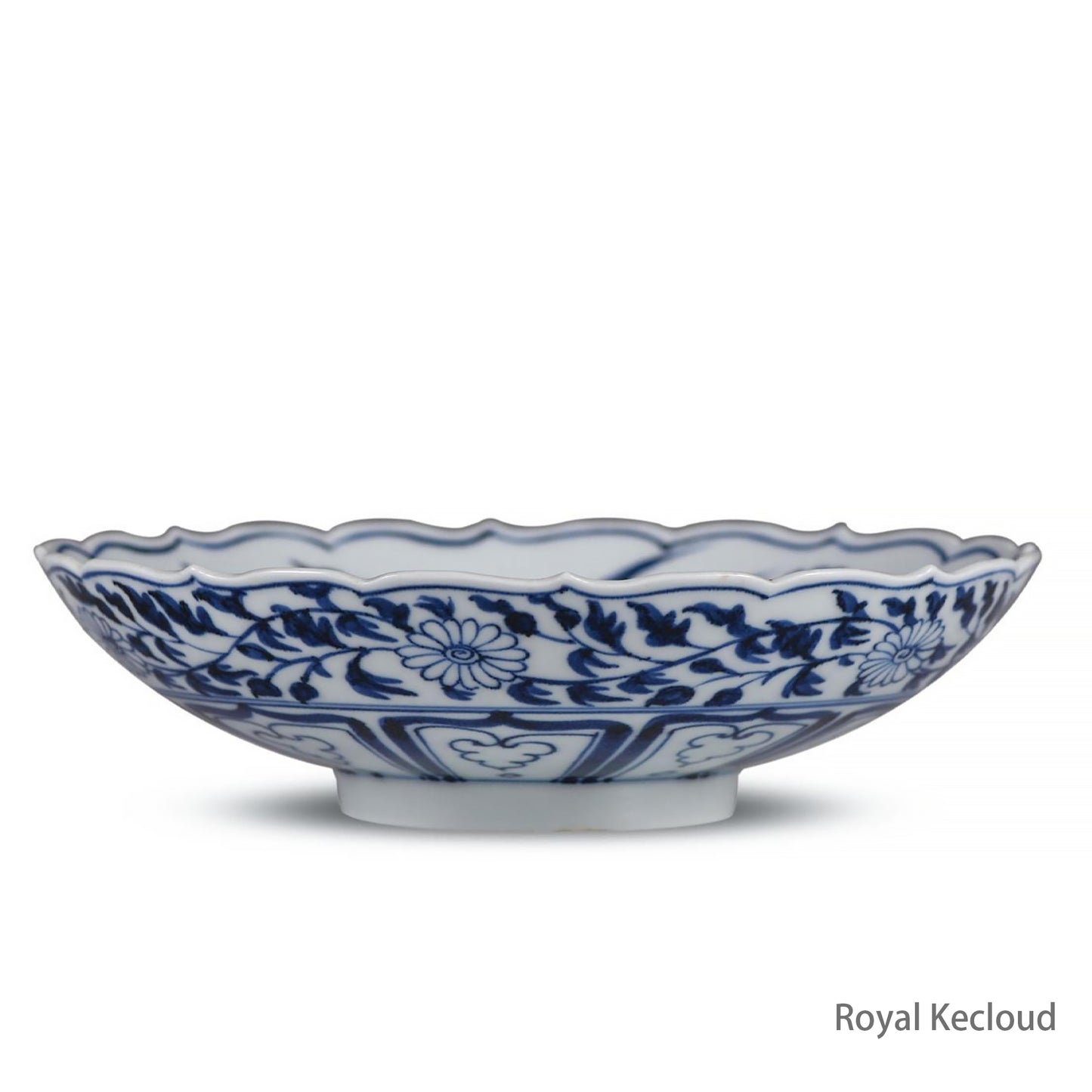 A Small Blue and White Porcelain Plate with Lotus Flowers and Mandarin Ducks
