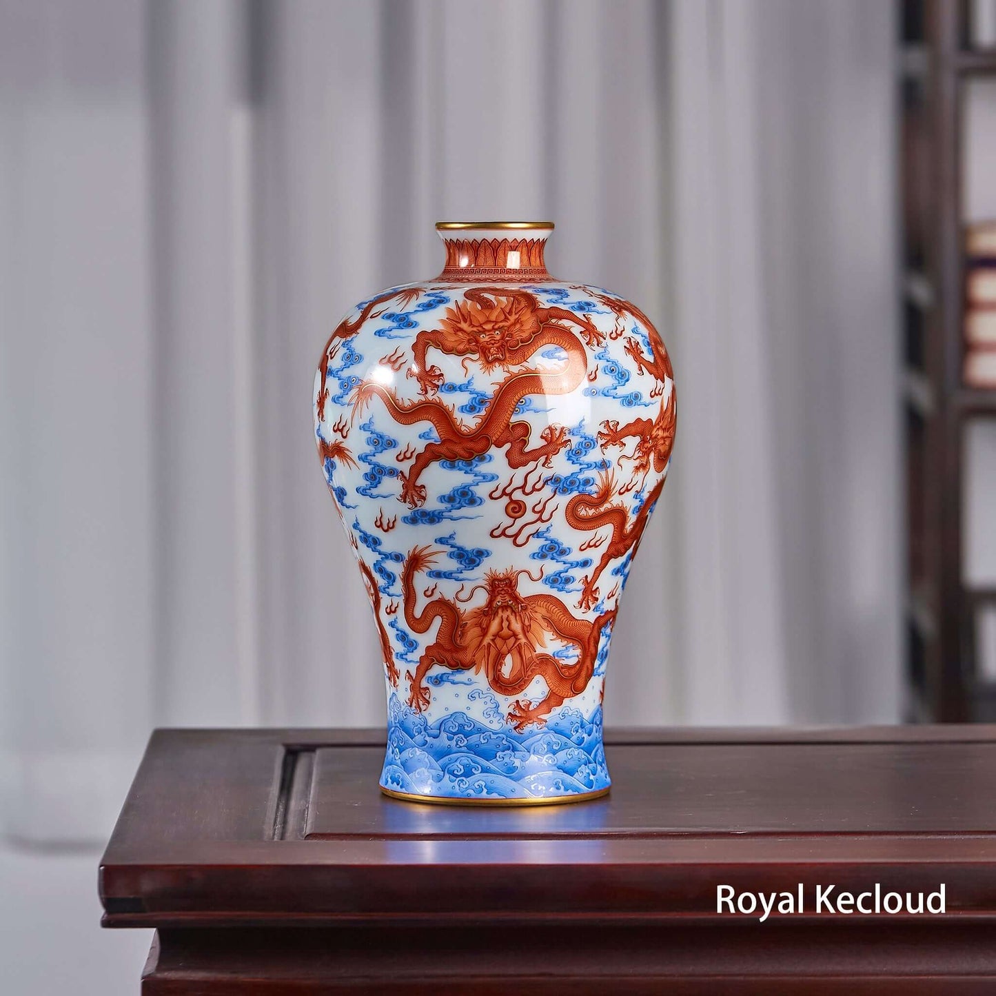 Imperial Porcelain Vase - MeiPing with Dragon Motif showcasing elegant design and craftsmanship.