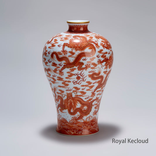 Iron-Red Dragon Porcelain Vase | Meiping – Luxury Handcrafted Décor