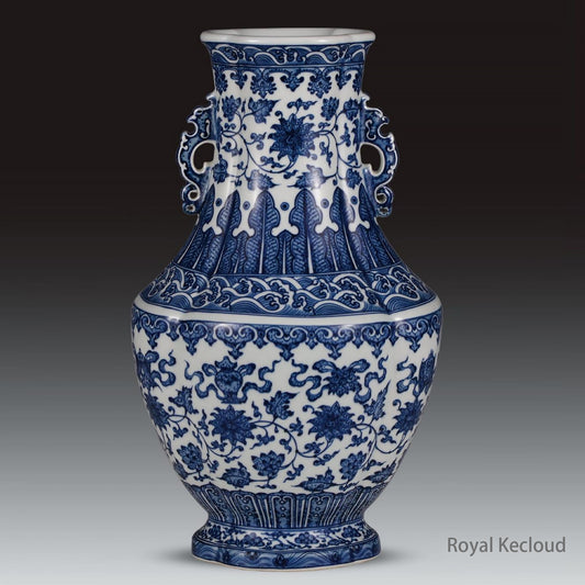 Imperial Blue and White Porcelain Vase | Qing Dynasty Qianlong | ‘Bajixiang’ Handled
