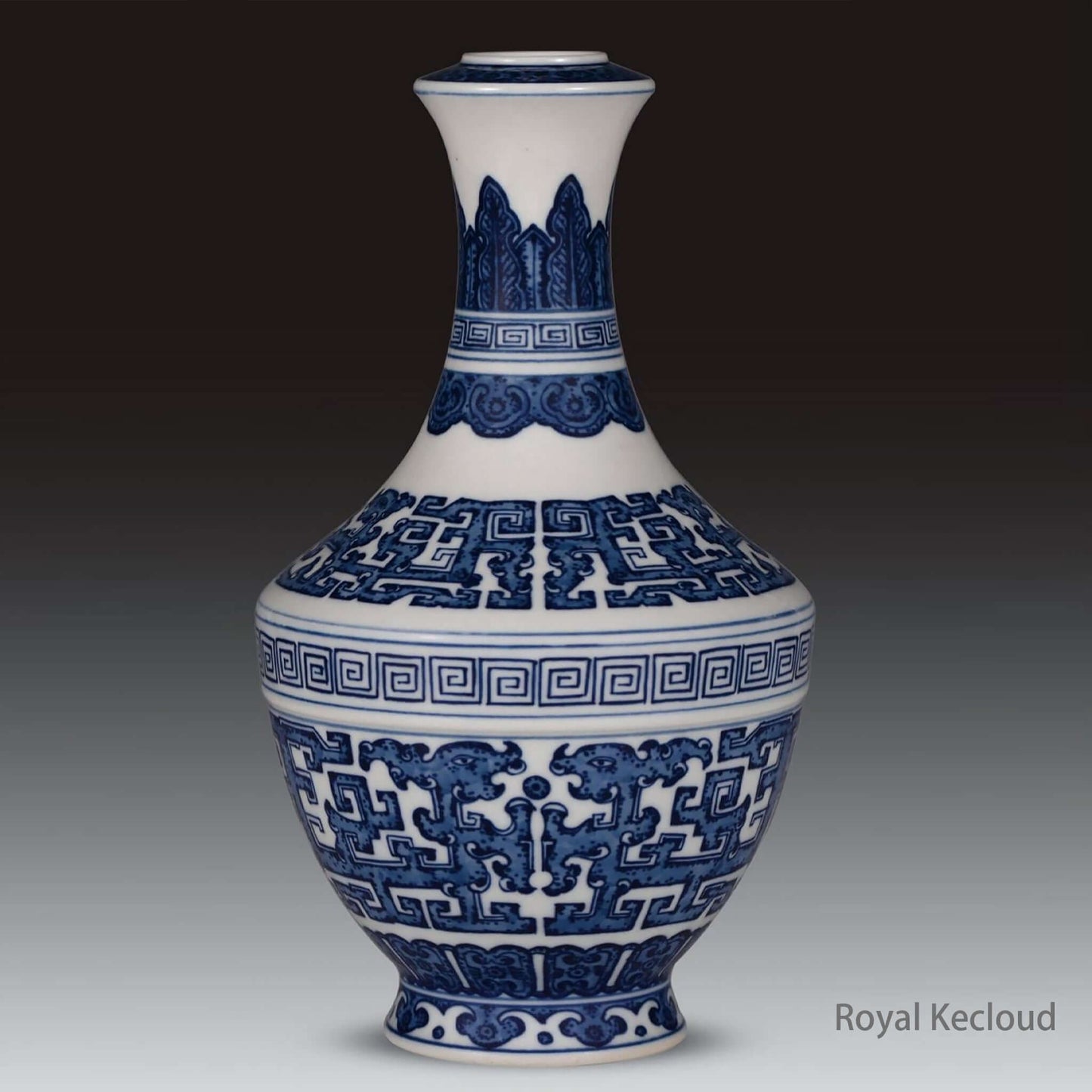 Blue and White Porcelain Vase showcasing intricate designs inspired by Qing Dynasty craftsmanship.