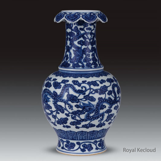 Imperial Blue and White Porcelain Vase | Qing Dynasty Qianlong | ‘Dragon’