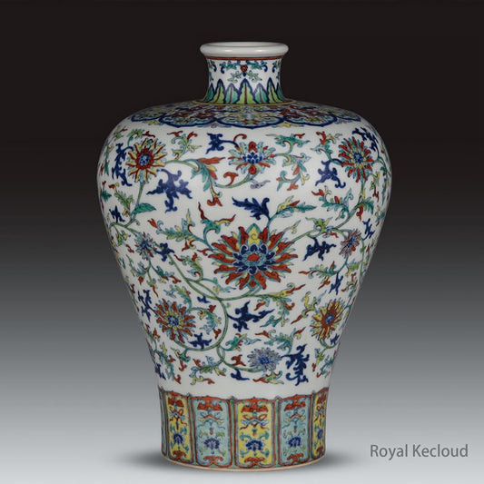 Imperial Ceramic Vase | Qing Dynasty Qianlong | Doucai ‘Floral’ Porcelain Vase, Meiping