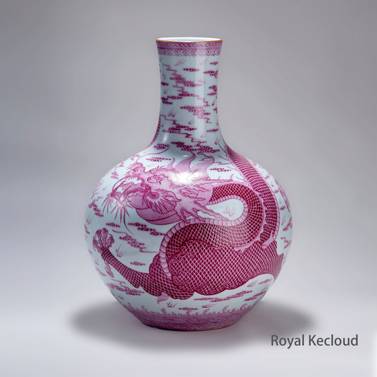 Imperial Ceramic Vase (Tianqiuping) | Puce-Enamel Falangcai Decorated with ‘Dragon’ – Qing Dynasty
