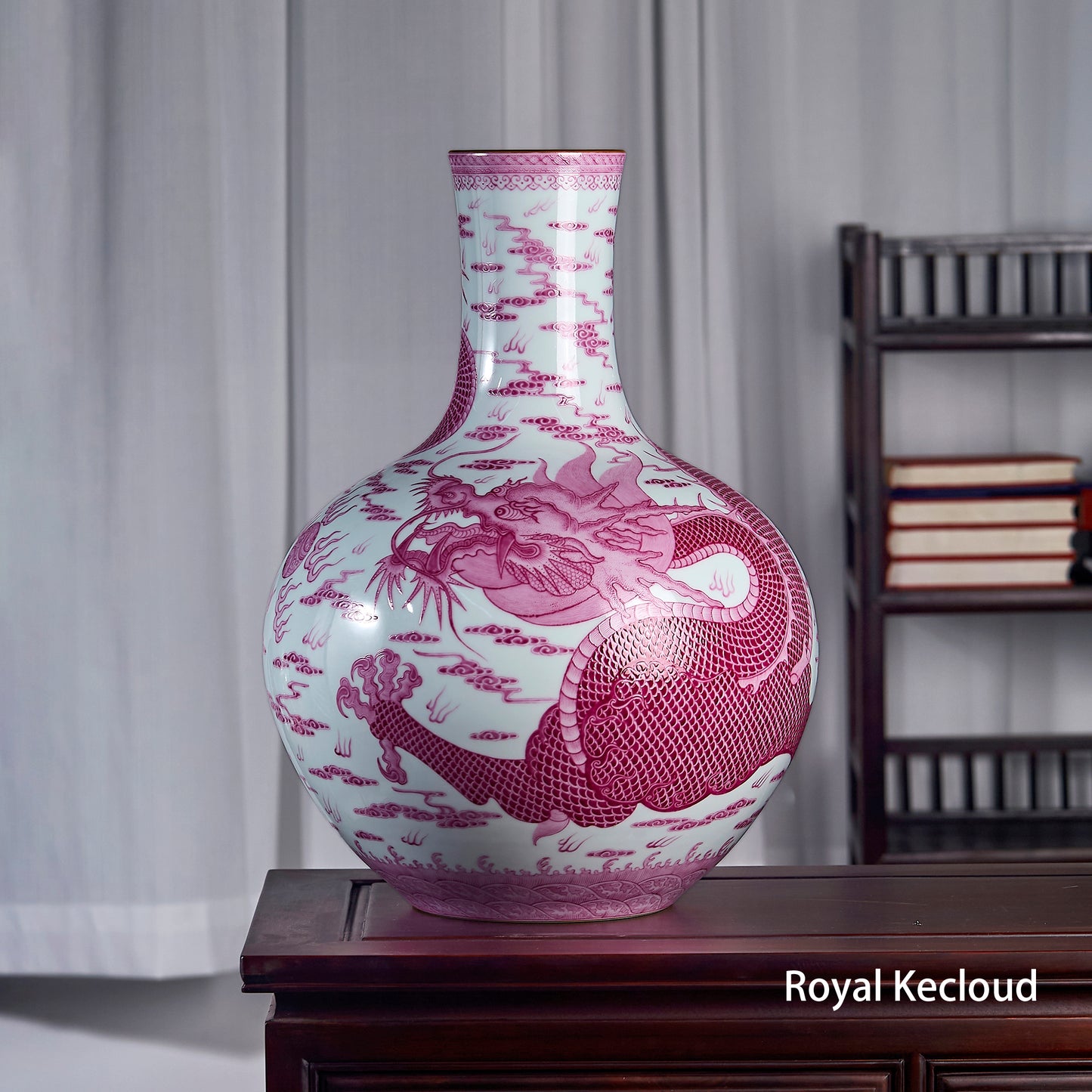 Imperial Ceramic Vase (Tianqiuping) | Puce-Enamel Falangcai Decorated with ‘Dragon’ – Qing Dynasty