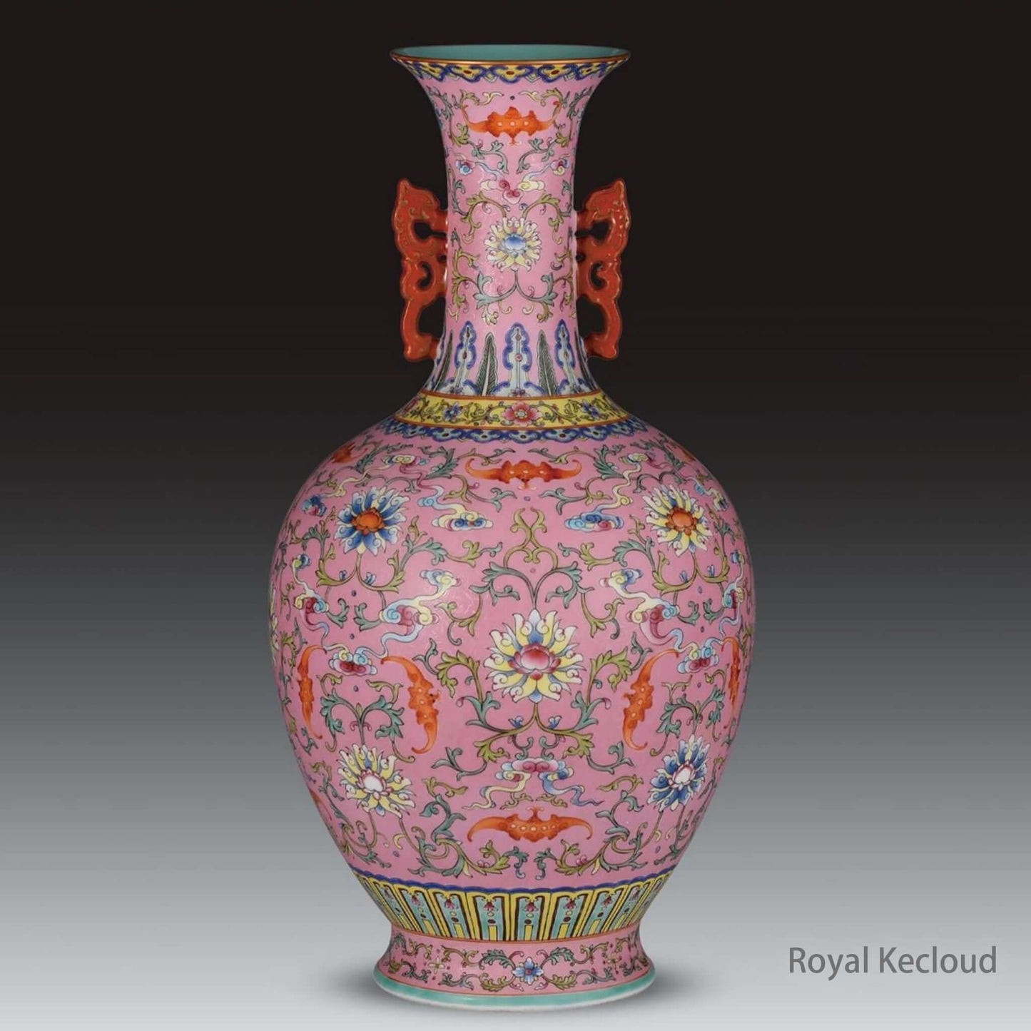 Imperial Famille Rose Porcelain Vase | Qing Dynasty Qianlong | Pink Sgraffito-Ground Ovoid Vase