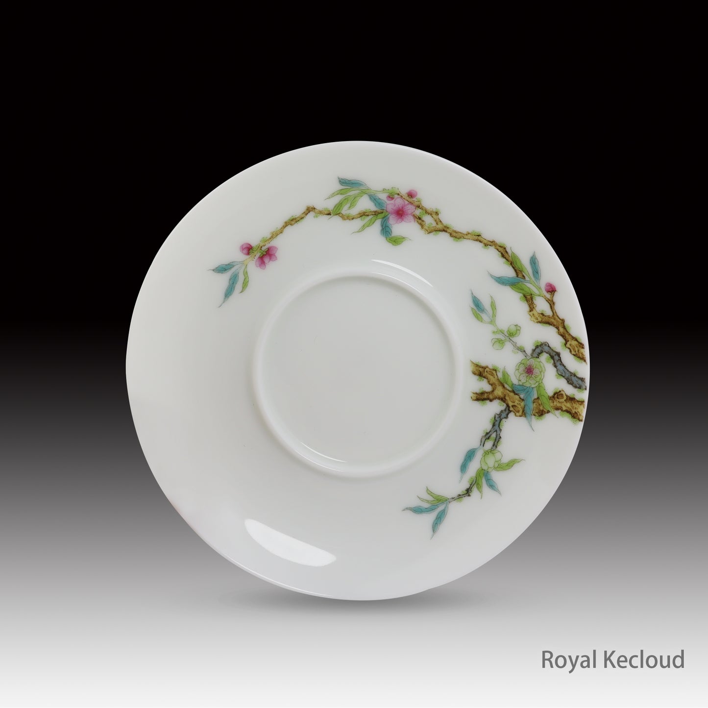 Imperial Peach & Bat Porcelain Coffee Cup and Saucer Set – Symbol of Happiness, Health & Longevity