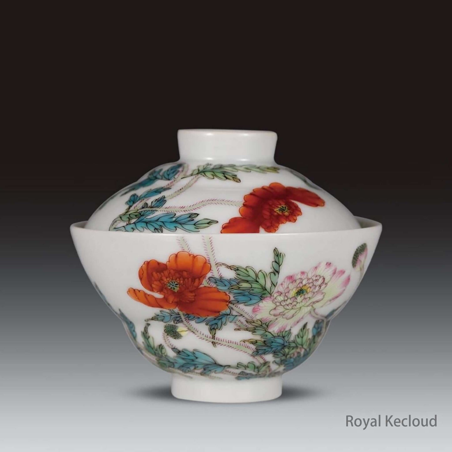Chinese Ceramic Bowl showcasing vibrant flowers and intricate details from the Qing Dynasty.
