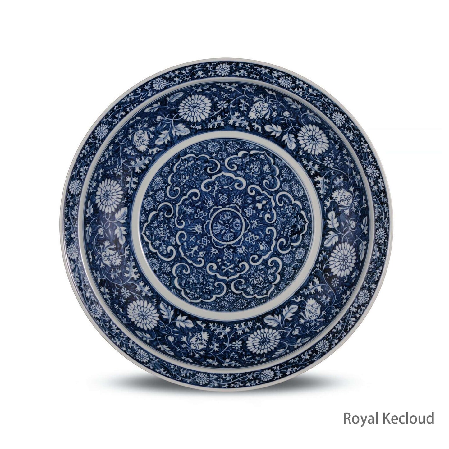 Blue and White Porcelain Dish featuring intricate floral designs from the Yuan Dynasty tradition.