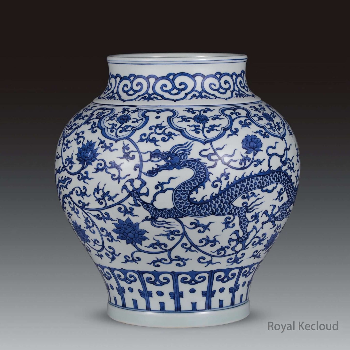Blue and White Porcelain Jar with Dragon and Phoenix design, showcasing Ming Dynasty craftsmanship and elegance.