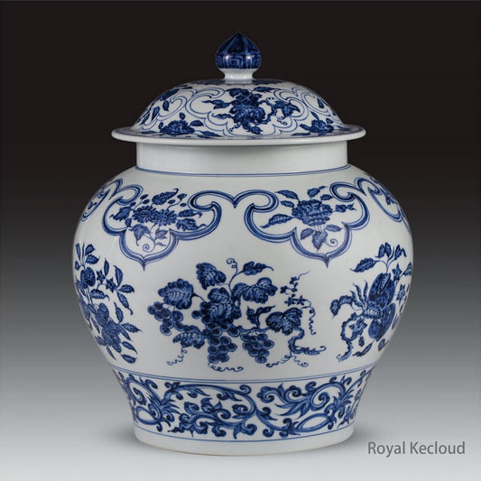 Imperial Porcelain Jar | Ming Dynasty Yongle | Blue and White ‘Fruits and Flowers’ Lidded Porcelain Jar