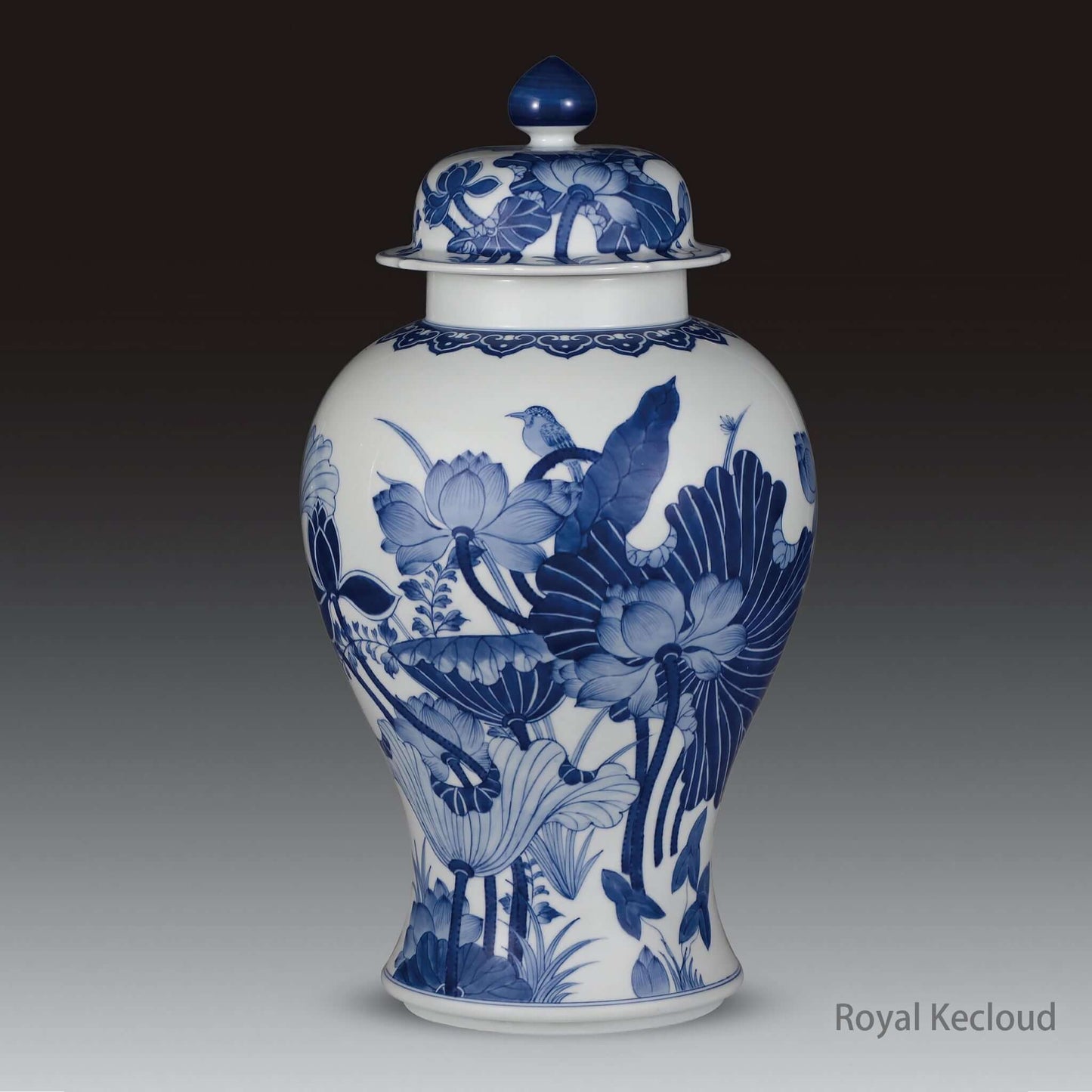 Imperial Blue and White Porcelain Jar showcasing exquisite floral designs from the Qing Dynasty Kangxi era.