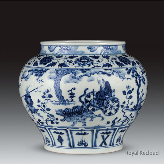 Imperial Porcelain Jar | Yuan Dynasty | Blue and White ‘Guiguzi Xia Shan’ Porcelain Guan