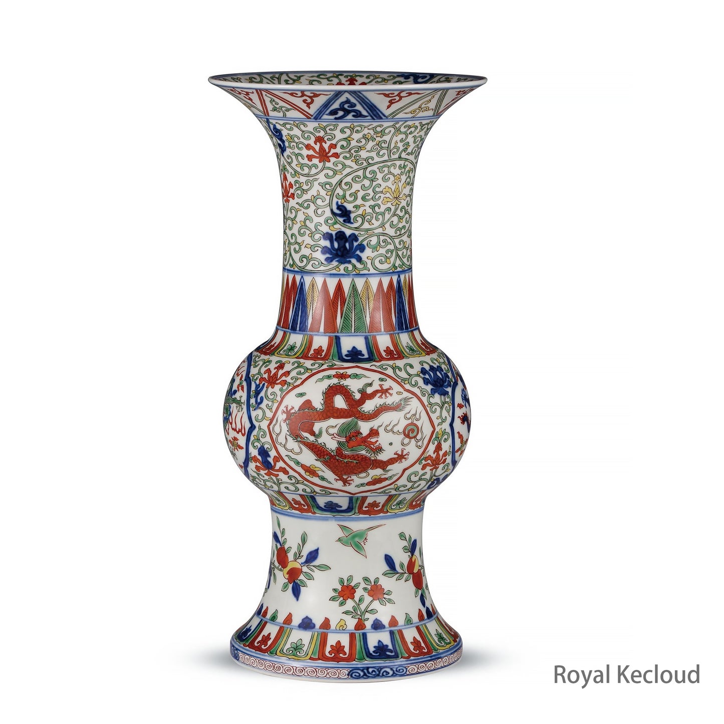 Imperial Porcelain Vase | Ming Dynasty Wanli | Large Wucai ‘Dragon’ Beaker Vase