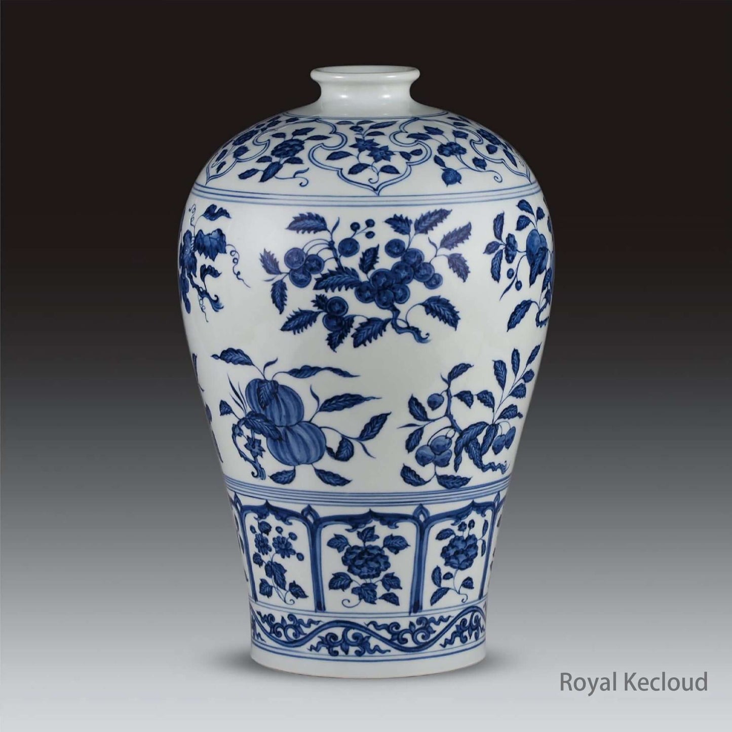 Chinese Ceramic Vase in Blue and White, adorned with floral designs, reflecting Ming Dynasty Yongle craftsmanship.