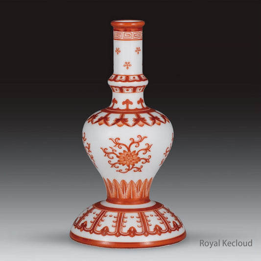 Imperial Porcelain Vase | Qing Dynasty Jiaqing | Iron-Red-Decorated ‘Lotus’ Holy Water Vase
