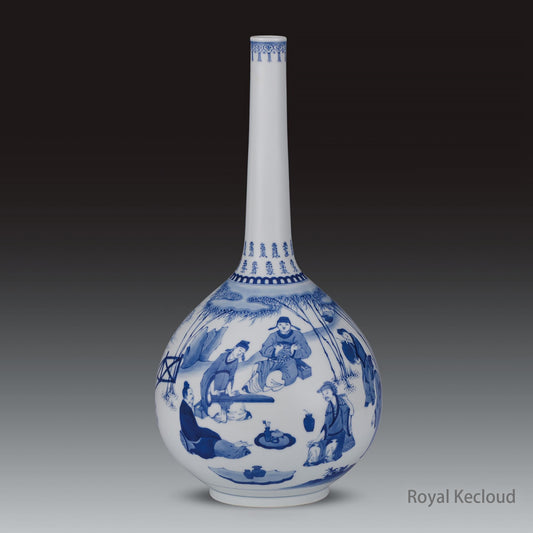 Imperial Porcelain Vase | Qing Dynasty Kangxi | Blue and White ‘Seven Scholars Scene’ Vase