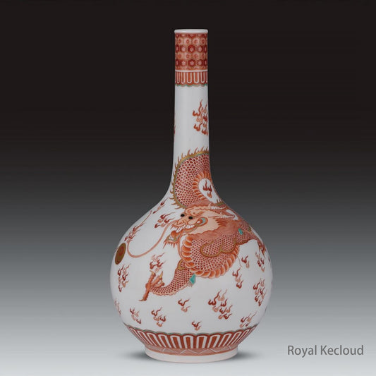 Imperial Porcelain Vase | Qing Dynasty Kangxi | Iron-red Decorated ‘Dragon’ Globular Vase