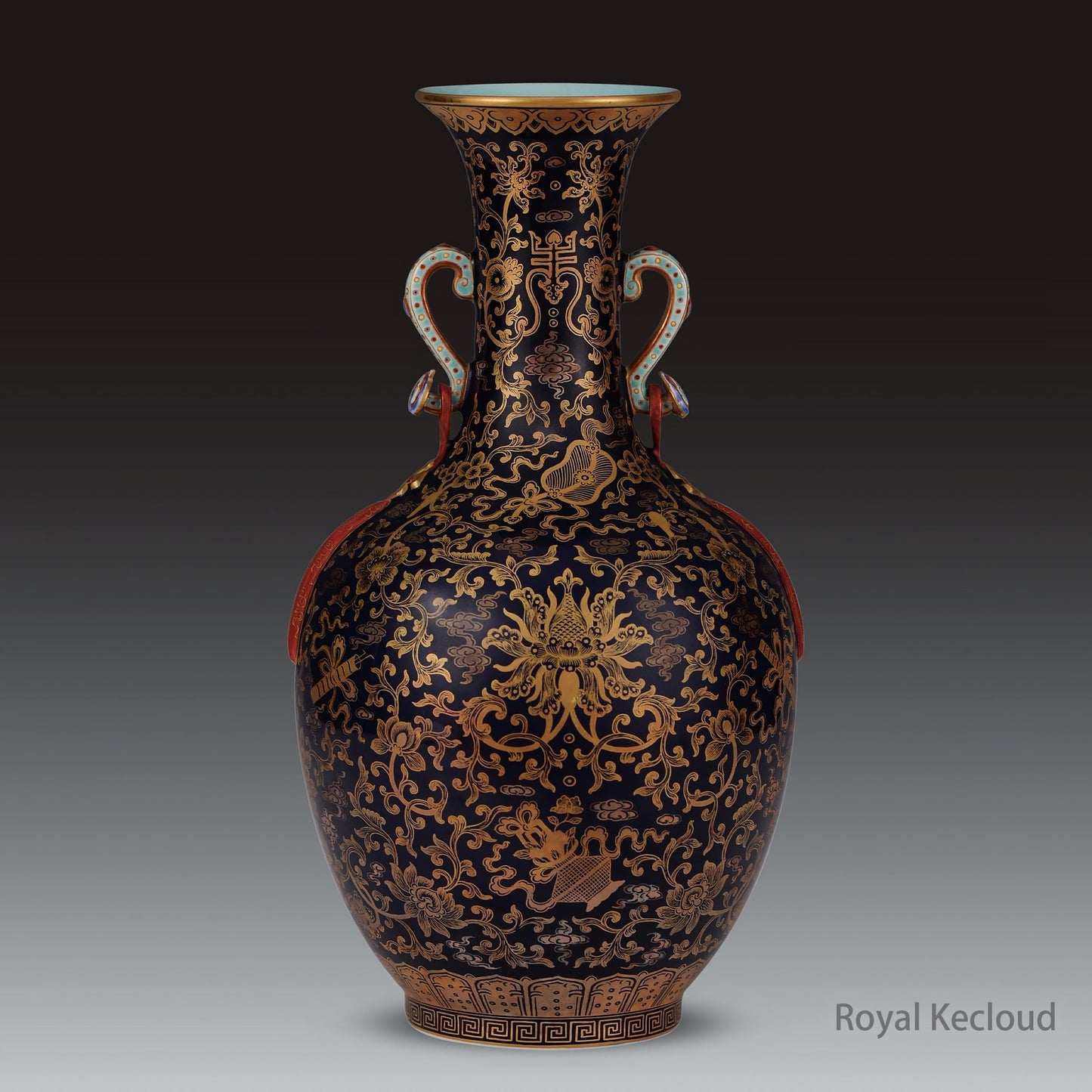 Imperial Porcelain Vase | Qing Dynasty Qianlong | Blue-Ground Double-Ear Vase