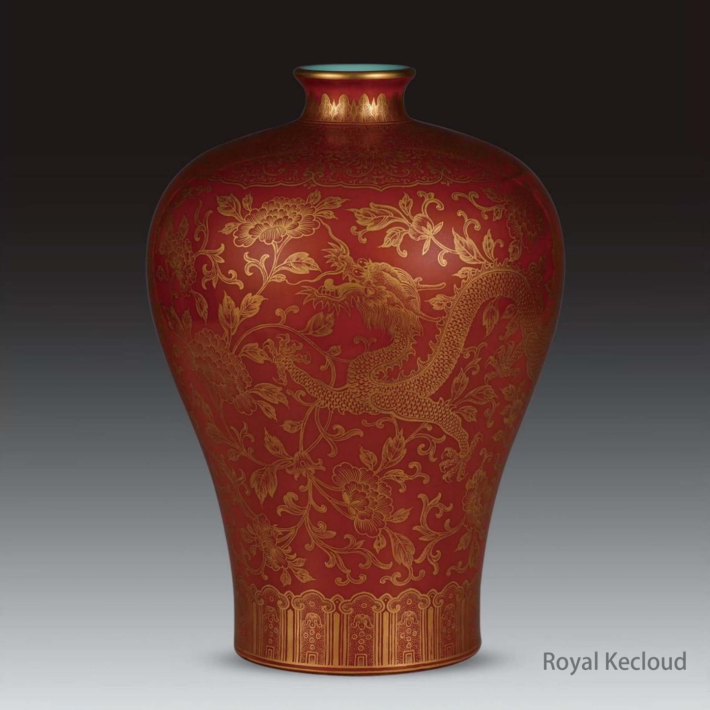 Imperial Porcelain Vase featuring intricate dragon designs, reflecting Qing Dynasty artistry.