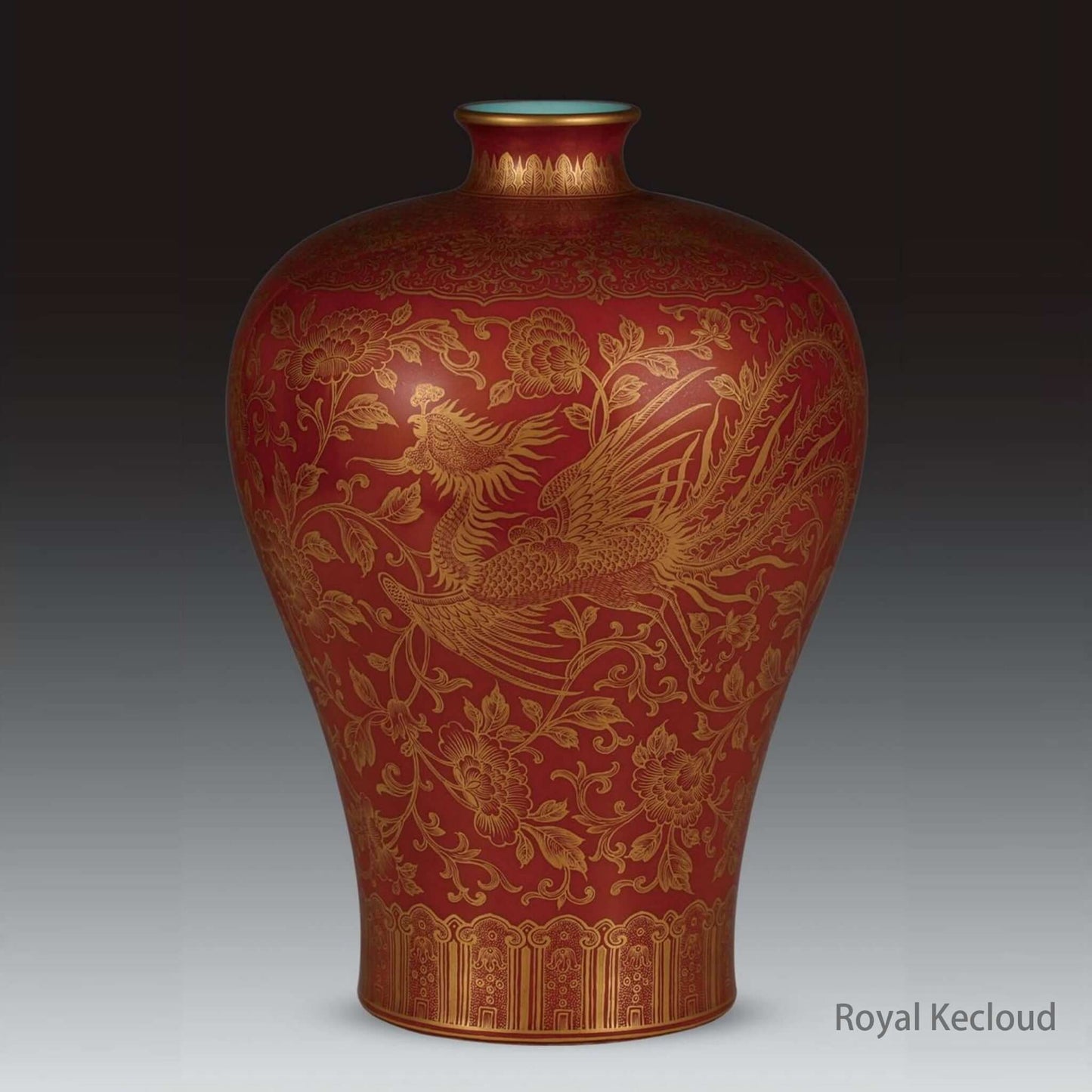 Imperial Porcelain Vase featuring gilt phoenix designs, embodying the Qing Dynasty's artistic elegance.