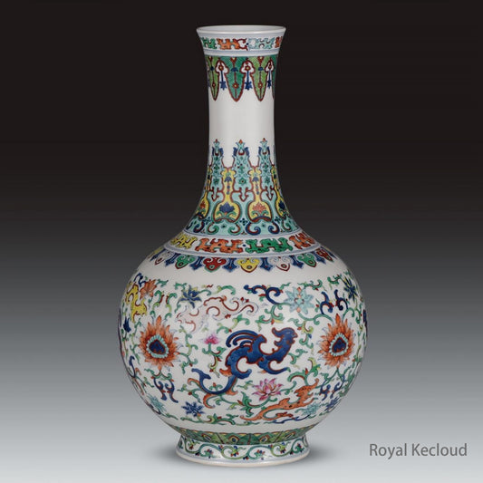 Imperial Porcelain Vase | Qing Dynasty Qianlong | Doucai (Contrasting Color) ‘Lotus’ Bottle Vase