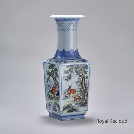 Imperial Porcelain Vase | Qing Dynasty Qianlong | Famille Rose ‘Animals’ Square Vase