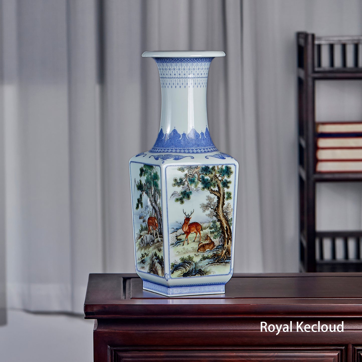 Imperial Porcelain Vase | Qing Dynasty Qianlong | Famille Rose ‘Animals’ Square Vase