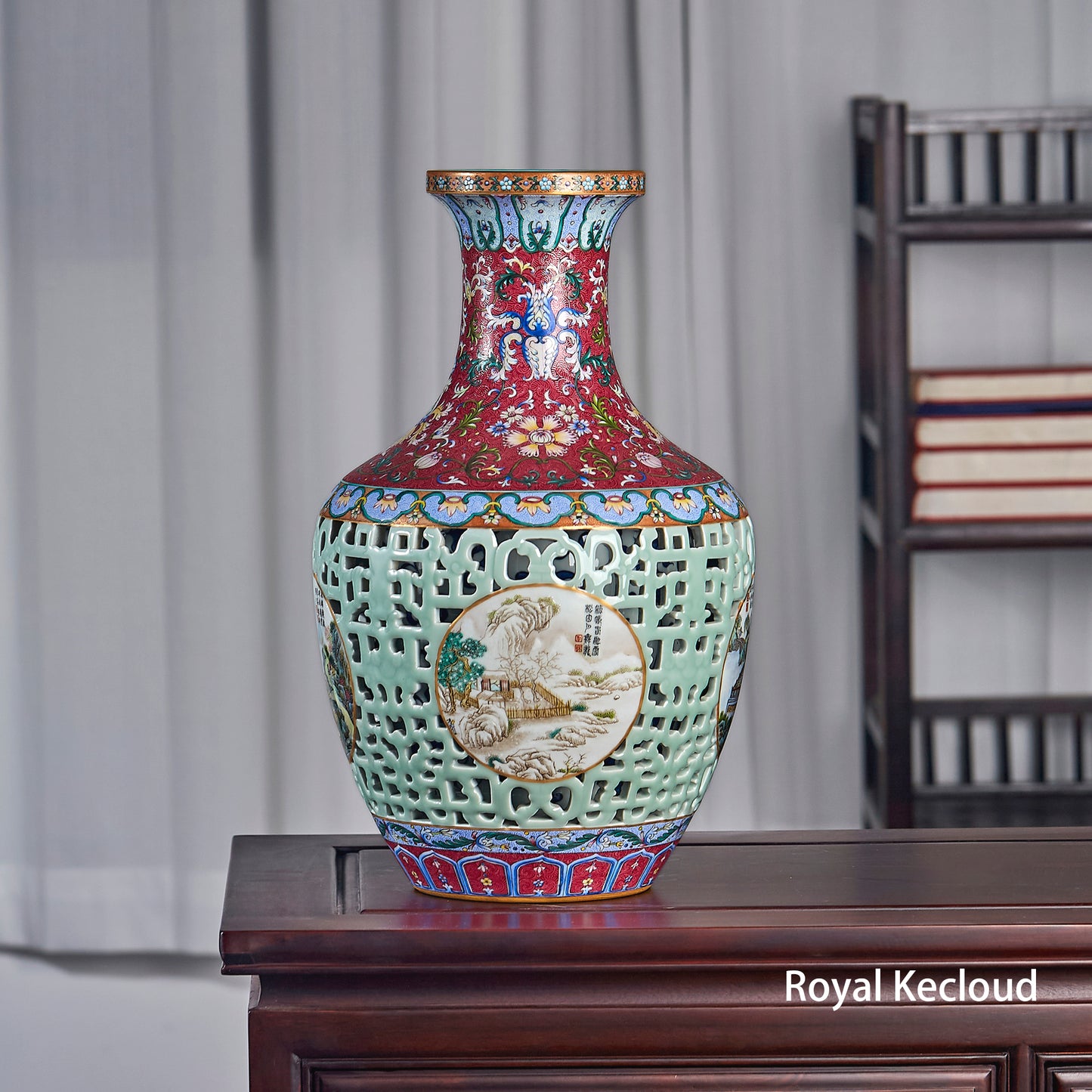 Imperial Porcelain Vase | Qing Dynasty Qianlong | Famille Rose Reticulated Bottle Vase