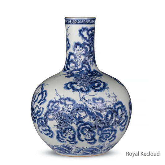 Imperial Porcelain Vase | Qing Dynasty Yongzheng | Blue and White ‘Dragon and Clouds’ CeramicVase, Tianqiuping