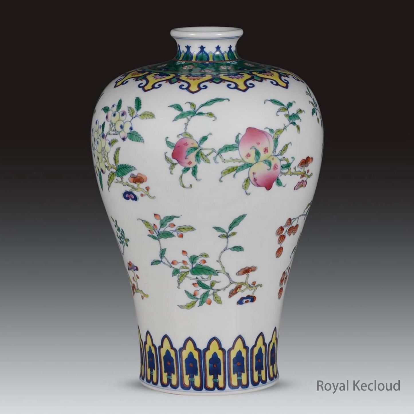 Chinese Ceramics Doucai Contrasting Colors Vase showcasing Sanduo design and vibrant floral patterns.
