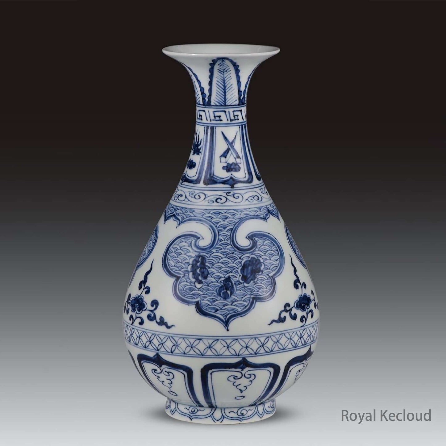 Blue and White Porcelain Vase showcasing intricate designs and elegant form from the Yuan Dynasty.