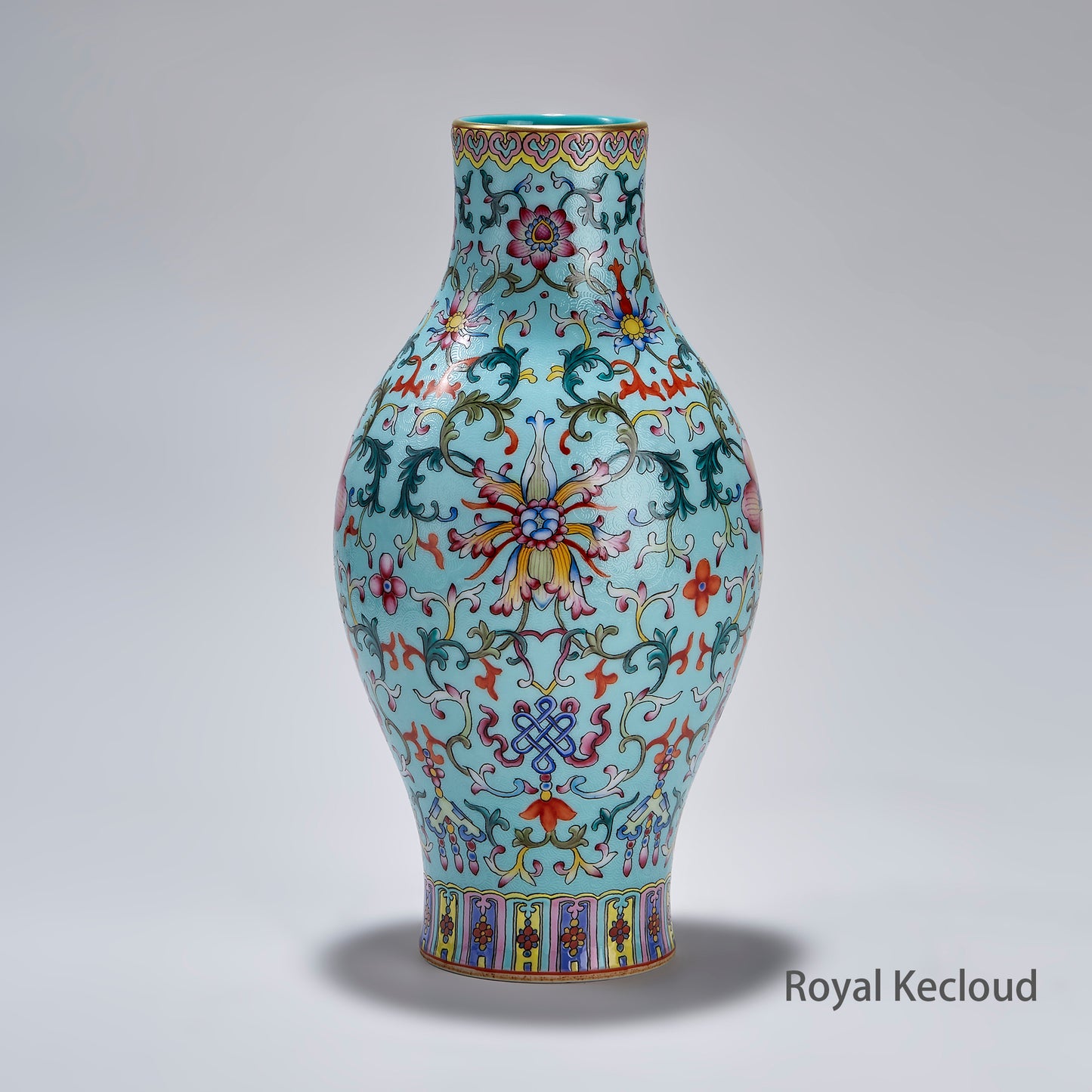 Qianlong Emperior Turquoise-Ground Twined Floral Imperial Porcelain Vase