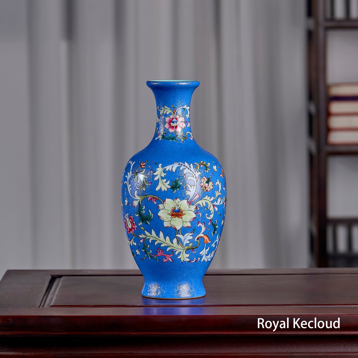 Qing Dynasty Blue-ground Twined Floral Pattern Porcelain Art Vase