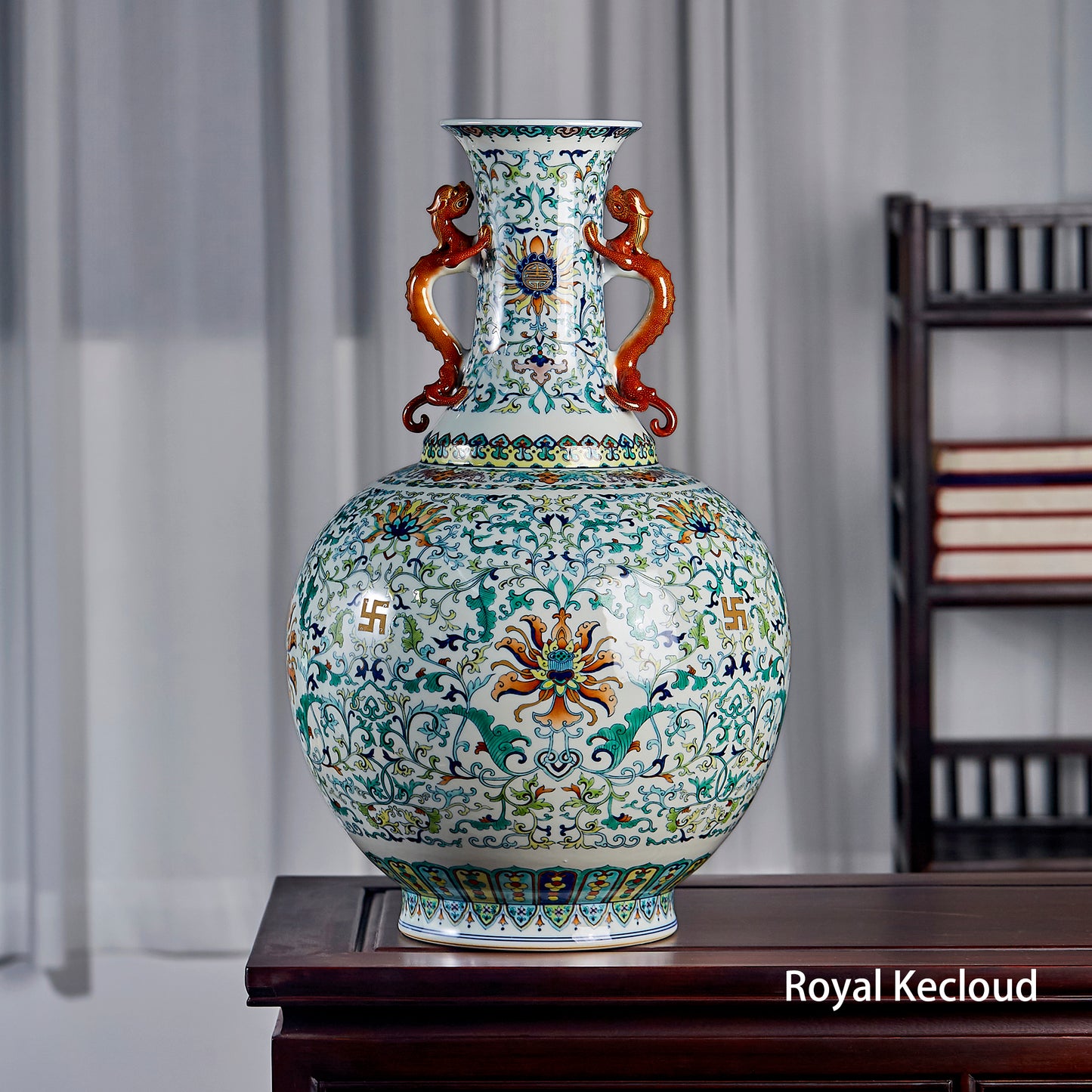 Qing Dynasty Blue & White Contrasting Colors (Doucai) ‘Lotus’ Imperial Porcelain Vase