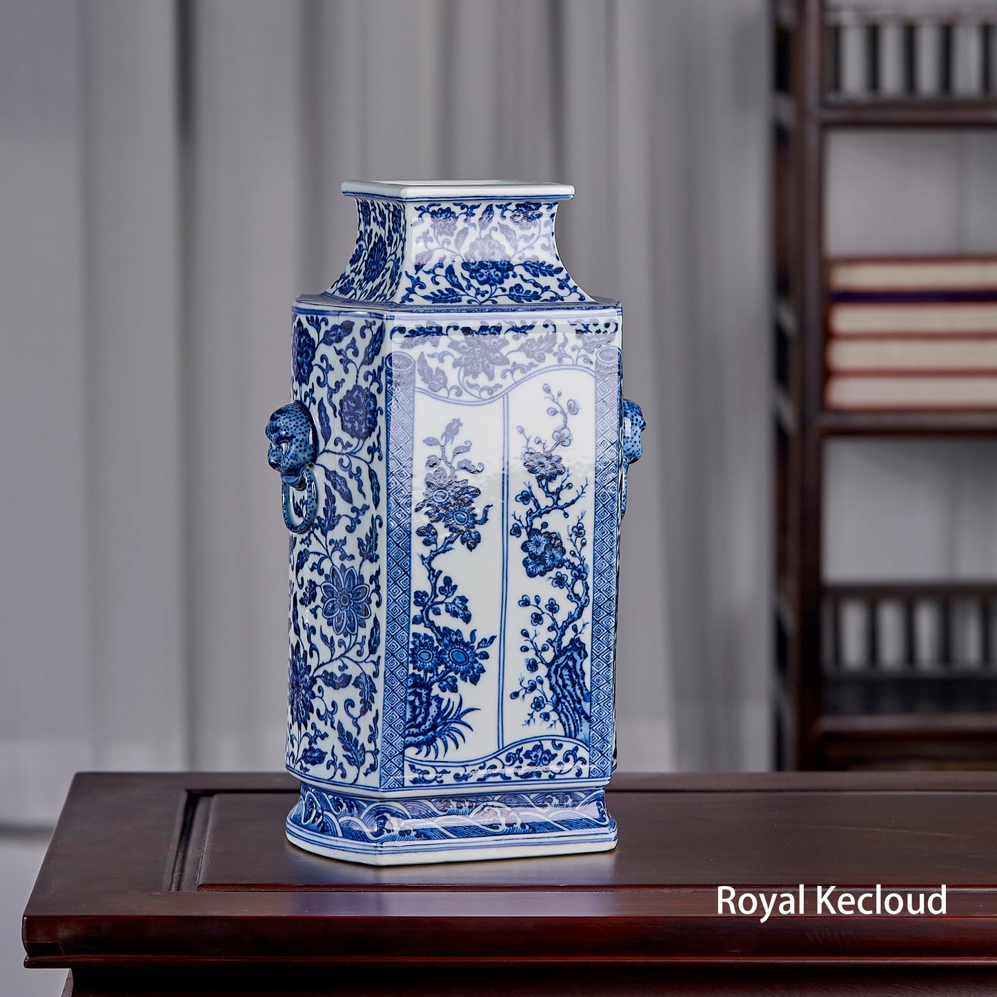 Qing Dynasty ‘Florals’ Cong-Form Imperial Blue and White Porcelain Vase | QianLong Enperor