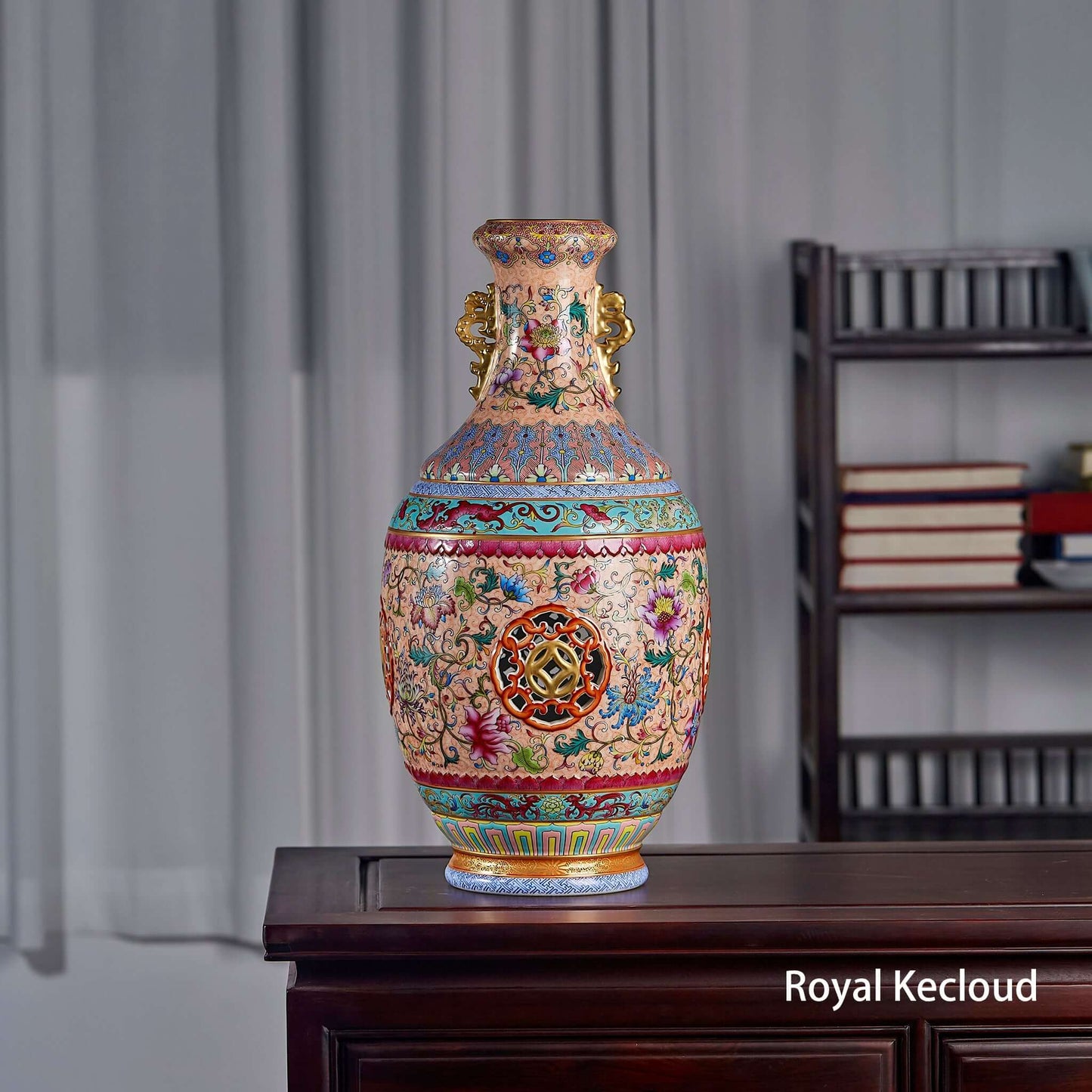 Yangcai Porcelain vase showcasing Qing Dynasty Western-style enamel florals with colorful intricate designs.