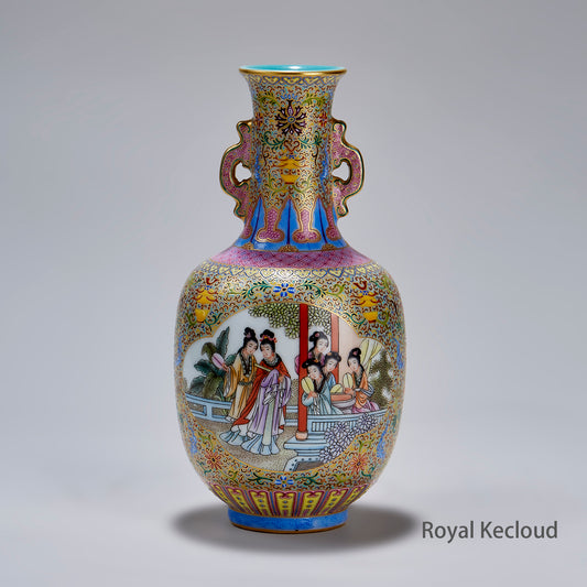 Royal GuYueXuan Enamel ‘Ladies’ Porcelain Vase | Qing Dynasty Qianlong Emperor