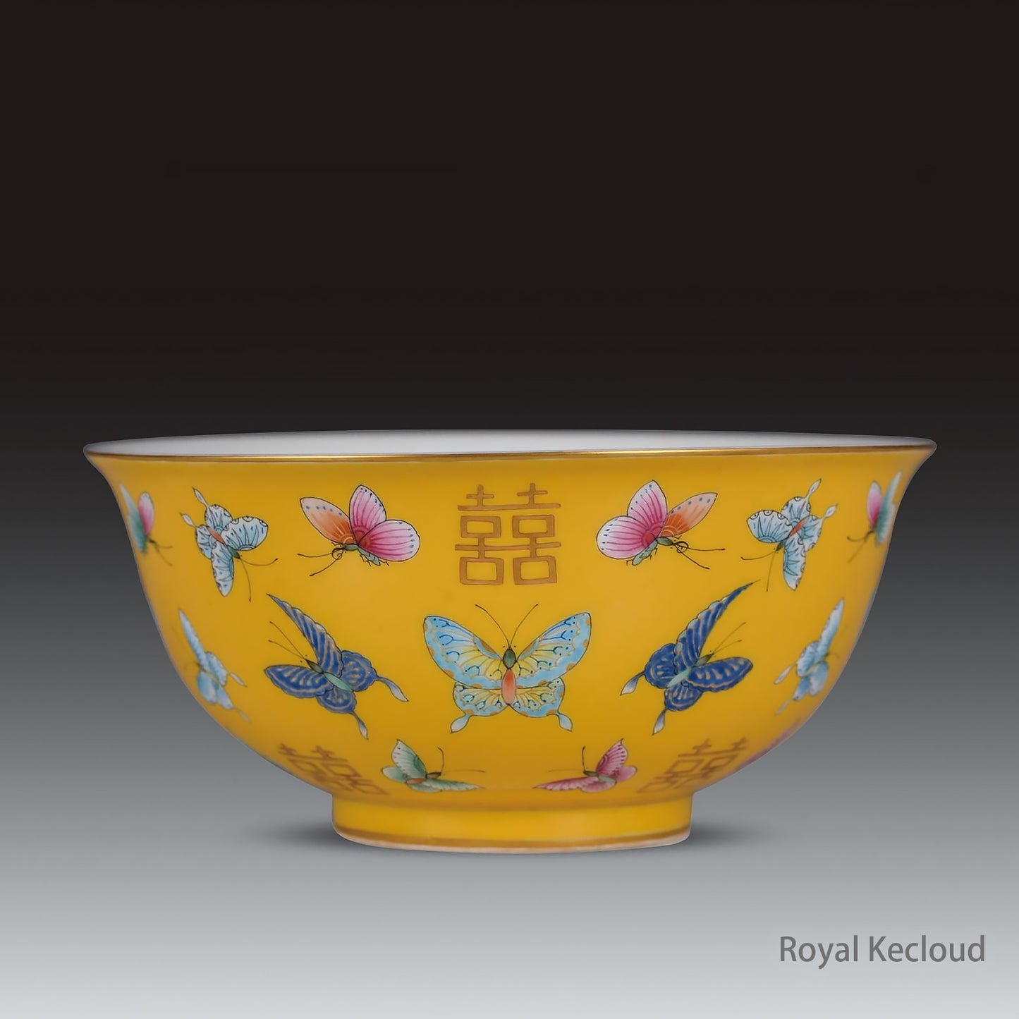 Royal Porcelain Bowl | Qing Dynasty Tongzhi | Yellow-Ground Famille Rose ‘Butterflies’