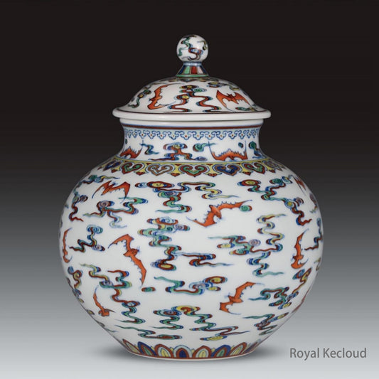 Royal Porcelain Jar and Cover | Qing Dynasty Qianlong | Doucai ‘Bats and Clouds’