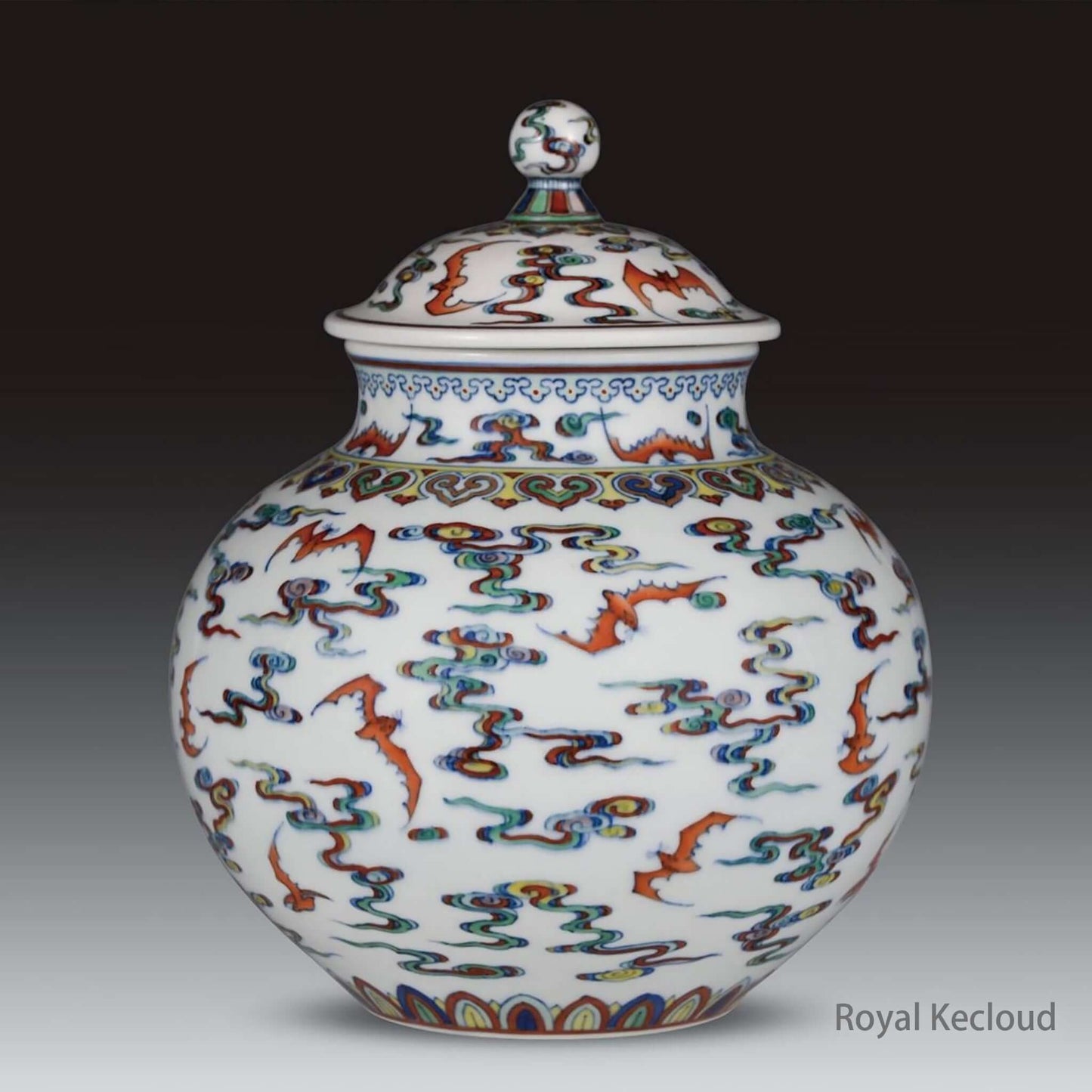 Doucai Porcelain Jar featuring vibrant Contrasted Colors and intricate designs from the Qing Dynasty Qianlong era.