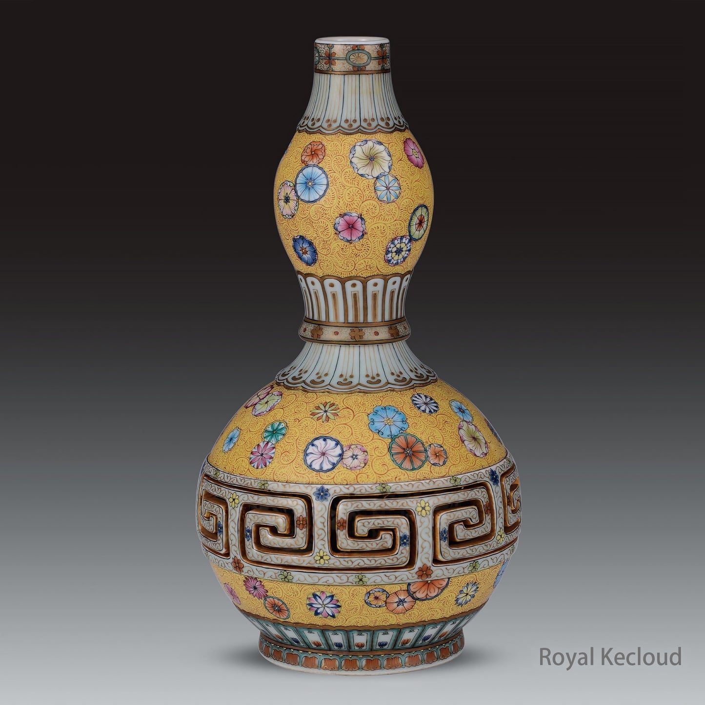Royal Porcelain Vase | Qing Dynasty Qianlong | Famille Rose Yellow-Ground Reticulated Double-Gourd