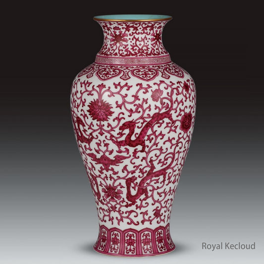 Royal Porcelain Vase | Qing Dynasty Qianlong | Puce-Enamelled ‘Chilong’