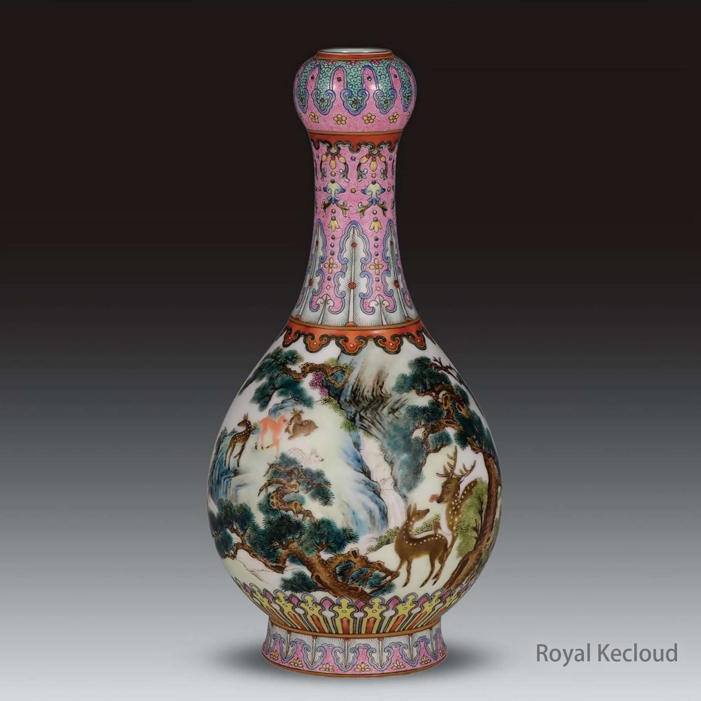 Yangcai Ceramic Vase featuring Western-style enamel with intricate designs and soft color gradients.