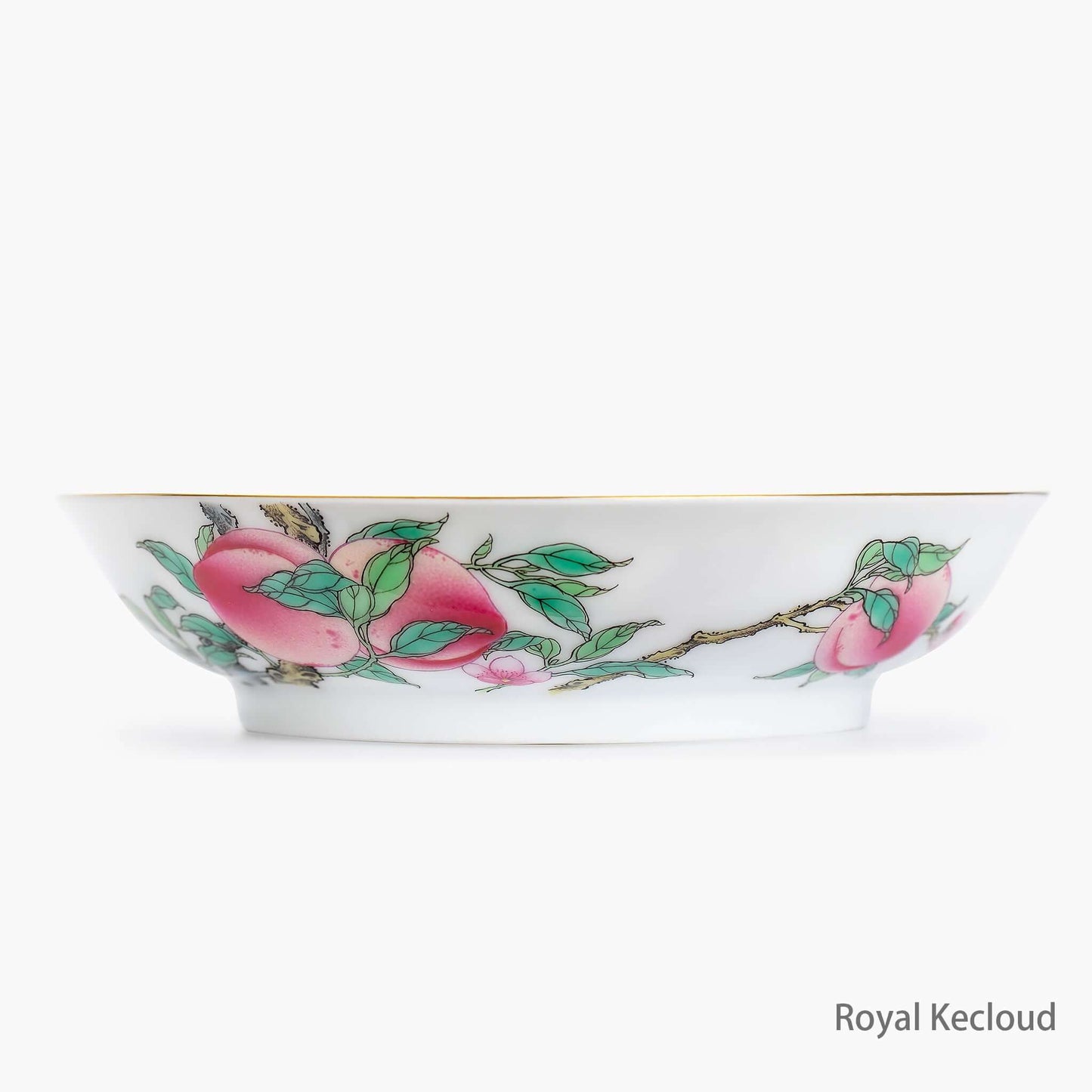Imperial Ceramic Dish featuring Eight Peaches & Bats Pattern with vibrant colors and intricate details.