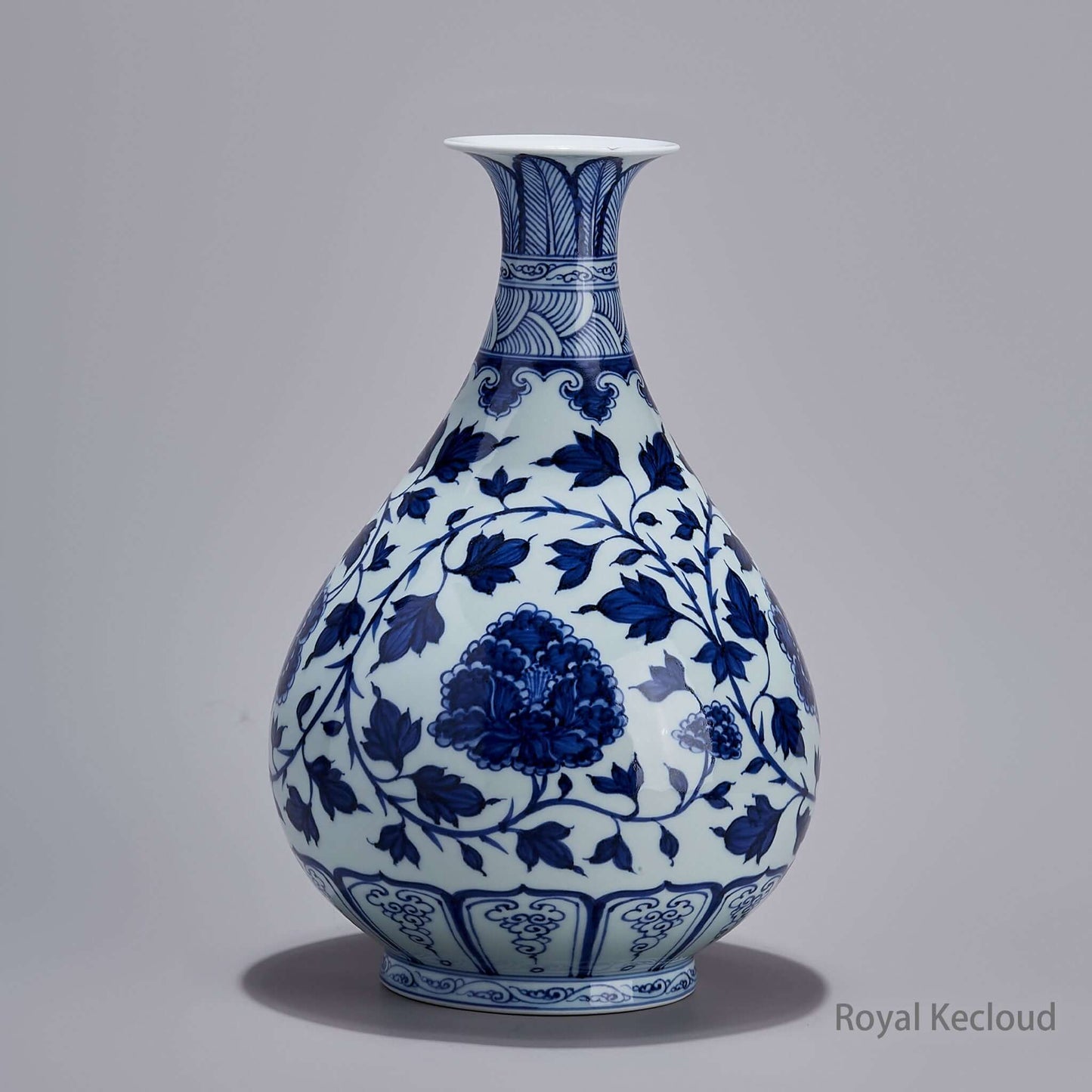 Imperial Porcelain Vase | Ming Dynasty Hongwu | Blue-and-White ‘Peony Scroll’ Porcelain Vase - Yuhuchunping