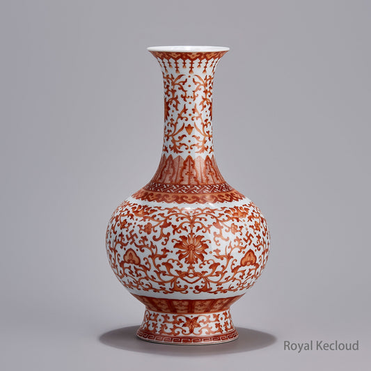Imperial Porcelain Vase | Qing Dynasty Qianlong | Alum Red ‘Lotus’ Porcelain Vase