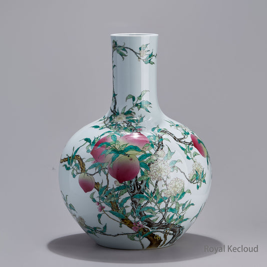 Imperial Porcelain Vase | Qing Dynasty Qianlong | Famille Rose ‘Nine Peaches’ Vase