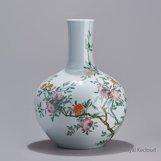 Imperial Porcelain Vase | Qing Dynasty Qianlong | Famille Rose ‘SanDuo’ Vase |Tianqiuping